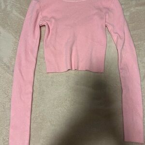 Pink Long Sleeve Crop Top